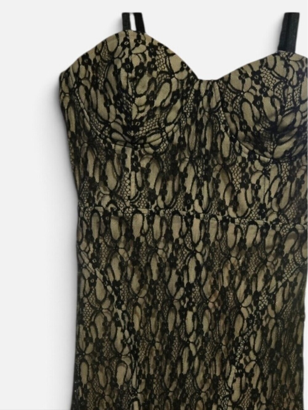 Forever 21 Black Nude Lace Bustier Bodycon Mini Dress Small